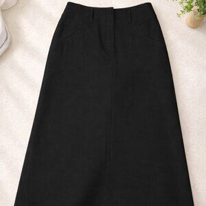 Vintage Strenesse Black Virgin Wool Midi Skirt Size 6(US)